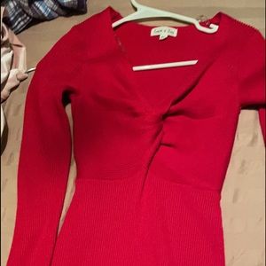 Red midi sweater dress